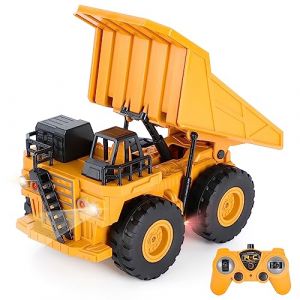 Highttoy Camion Benne Télécommande, Camion Enfant Camion Jouet 6 Canaux Échelle 1:24 Camion Poubelle Camion Chantier Télécommandée avec LED et Son (Highttoy, neuf)