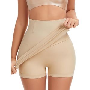 SLIMBELLE Jupon Gainant pour Femme avec Pantalon intégré Ventre Puissant sans Couture Taille Haute Gainante 2 en 1 Jupe et Short sous vêtement Gainant Beige L (Naughty Fashion Mode, neuf)