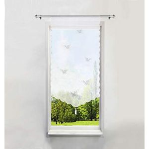 1Pièce Rideau Brise-bise LxH/80x150CM Blanc avec Papillons Découpage Laser Rideau Passe Tringle Décoration de Fenêtre (BAILEY JO, neuf)