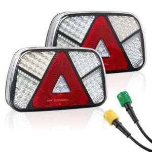 Qiping feux remorque 12/24 V, feux de remorque led avec jeu de câbles 2 x 6 broches de 30 cm,7 fonctions feu remorque,pour caravane/camping-car/camion/remorque (Qiping EU, neuf)