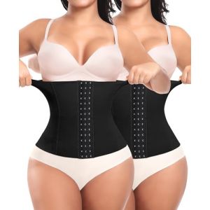 Femme Gaine Amincissante Ventre Plat Invisible Corset Minceur Ceinture Amincissante Waist Trainer Post Partum Serre Taille Body Sculptant Invisible (Noir+Noir,L) (YARRCO, neuf)