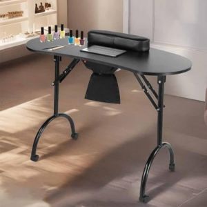 PP-Vic Table De Manucure Pliable, Table De Manucure Avec Collecteur De Poussi&egrave;re, Table De Manucure De Spa Salon Professionnel, Table De Manucure Portable Mobile, &Eacute;quipement De Manucure,Noir (Panda-Sees, neuf)