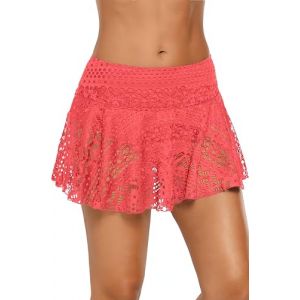 Ocean Plus Femme &Eacute;l&eacute;gant Jupe de Bain au Crochet Dentelle Short de Bain Jupe Bikini avec Slip Int&eacute;rieur Grande Taille Bas Bikini Jupe de Plage (3XL (EU 44-46), A-Noir) (Ocean Plus, neuf)