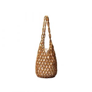 CORIOS Sac Seau &agrave; Cordon Sac Fourre-Tout Tiss&eacute; &agrave; la Main Femmes Bois Perles Sac de Plage Sac Fourre Boh&egrave;me Ajour&eacute; Sacs Cabas avec Poche int&eacute;rieure Petit Sac &agrave; Main pour Vacances Voyage Plage Marron (ASPOTEC SRL, neuf)