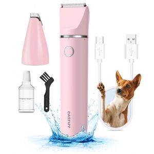 Casfuy Tondeuse à pattes de chien - Tondeuse silencieuse avec double paire de ciseaux - Rechargeable par USB - Pour l'épilation des pattes, des yeux, des oreilles, du visage et des fesses (Ospets Store, neuf)