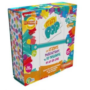 BEST OF TOYS CRAZYPOP – Coffret de 40 Crayons Multisurfaces Lavables | Couleurs Vives, Métallisées, Fluo et Édition Limitée | Sans Eau ni Pinceau | Dessin sur Papier, Bois, Miroir, Vitre | Dès 3 Ans (Smart Home France, neuf)