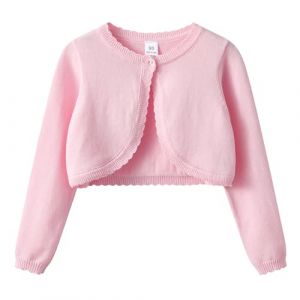 KISLOVE Gilet Cardigan en Tricot&eacute; &agrave; Manches Longues Pull en Coton Bol&eacute;ro Sweatshirt Filles, Rose p&acirc;le 13-14 Ans (Euwowwow, neuf)