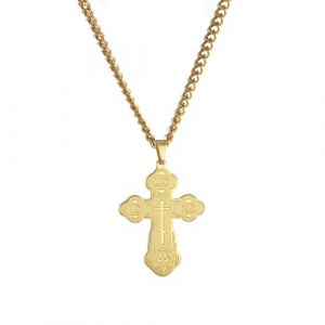 EUEAVAN Collier pendentif croix orthodoxe en acier inoxydable collier pendentif croix classique bijoux amulette orthodoxe russe collier religieux (Croix orthodoxe or) (EUEAVAN, neuf)