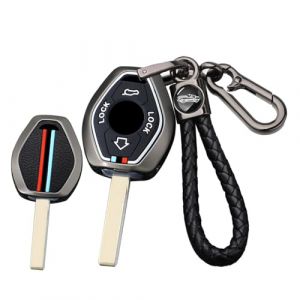 ontto Coque de clé de voiture compatible avec BMW Série 7 X3 X5 E53 Z3 Z4 Série 3 Série 5 E38 E39 E46 E83 E60 E61 E64 E84 M5 325i Coque de protection en métal pour clé d'origine 4 boutons A Noir (Ontto, neuf)