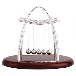 Newton Cradle Balance Billes en Acier avec Base en Bois Démontrent Les Lois de Newton avec des Balles Oscillantes Classique Physique Science Pendule Ornements Jouet Bureau pour (XUZHANGLIN, neuf)