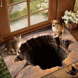 Tapis &Agrave; Illusion D'optique 3D - Tapis Effet Brique Trou Sans Fonds, Ta-pis Effet Trou Pour Salon, Ta-pis 3D &Agrave; Illusion D'optique Antid&eacute;rapant Pi&egrave;ge Visuel Pour L'entr&eacute;e, La Chambre Et La V&eacute;randa (yusitaz, neuf)