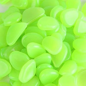 MOCNT 300 Pi&egrave;ces Pierre Lumineuse Galet Lumineux Cailloux Brillants dans Le Noir pav&eacute;s pour Maison Jardin Passerelle Aquarium Patio Pelouse D&eacute;coratives Vert (Nimbalo, neuf)