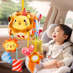 CXAFQ Jouet pour si&egrave;ge auto pour b&eacute;b&eacute; avec miroir et 3 jouets suspendus, si&egrave;ge arri&egrave;re pour b&eacute;b&eacute;, en peluche pour poussette, jouet d'&eacute;veil pour de 0 &agrave; 12 mois, pour poussette (Jaune) (CXAFQ, neuf)