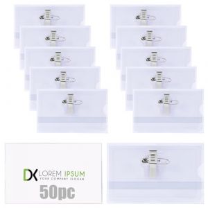 Vicloon Porte Badge, 50Pcs Badge Plastique Horizontal, Badges Personnalisable Avec Clip et épingle, Porte-Carte d'Identité Transparent Résistant à l’Eau Pour Badges Infirmiere, Ecoles, Entreprises (BEST-SELLER5, neuf)