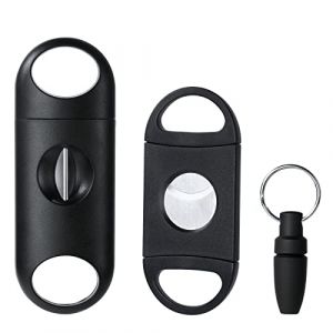 Vicloon Coupe Cigare, Coupe-cigare Classique en Acier Inox, Coupe-cigares Double Lame Outils à Cigares, Ciseaux Coupe Cigare Cigarette de Poche Double Guillotine, Noir (3pcs) (Vicloon®-FR, neuf)
