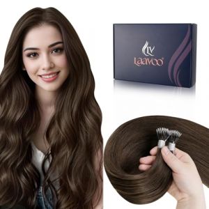 LaaVoo Extension Cheveux Naturel Nano Ring Brun Extension Cheveux Naturel Nano Marron 50g 50cm Nano Extension Cheveux Humain Brun Lisse #4 (Laavoo, neuf)