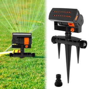 Arroseur carré à 16 trous, arrosage de 90 m², arroseur de surface avec fonction rotative automatique, système d'arrosage de pelouse pour jardin et pelouse (noir) (Needtogrow, neuf)