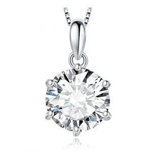 JewelryPalace 3ct Classique Cubic Zirconia Pendentif Taille Rond Solitaire Argent 925 Femme, Or Blanc 14k Collier Chaine Diamant Simulé Mariage Mariee 45CM, Ensemble de Bijoux Cadeau Anniversaire (jewelrypalace, neuf)