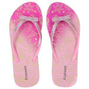 Ataiwee Tongs pour filles - Sandales de plage colorées pour enfant - Imprimé, Doré 2310 5001, 25.5 EU (Ataiwee uk, neuf)