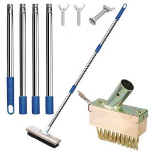 Jomdjmskes 2 Pcs Balai Métallique avec Amovible Manche Télescopique, 2 en 1 Brosse en Métal Rigides pour Enlever Mauvaises Herbes, Mousse et Taches Tenaces, Balai Récurer pour Patio, Terrasse (DEMARTINO BENEVENTO S.R.L., neuf)