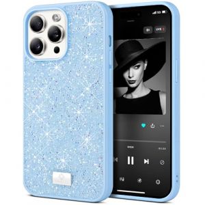 BEZ&reg; Coque pour iPhone 14 Pro Paillette, Coque Compatible avec iPhone 14 Pro Glitter, Series de Etuis avec Bling & Co., &Eacute;tui en Diamant Etincelant et &agrave; Cristal Bling, Bleu Ciel (TheBlingZ., neuf)