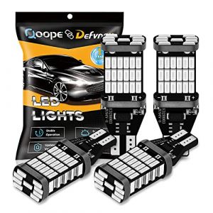 Defvnsy T15 W16W 921 912 LED Ampoule, Canbus Sans Erreur/Pas de Polarit&eacute;/Extr&ecirc;mement Lumineux Rouge Ampoules, AK-4014 45SMD 1220Lums 12V-24V Ampoule Voiture pour Feu stop, Feu de Freinage, Feu Arri&egrave;re (Defvnsy-EU, neuf)