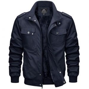 MAGCOMSEN Veste d'hiver en polaire chaude pour homme - Veste bomber militaire - Coupe-vent avec plusieurs poches, bleu marine, M (MAGCOMSEN SHOP, neuf)