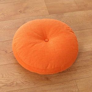 Coussin Rond D&eacute;tachables de Sol &eacute;pais en Lin &eacute;pais de Style Japonais Tatami Coussin pour Chaise de Balcon de Canap&eacute; de Plancher de Patio Coussins Oreiller,Orange,40x40cm (MERRY MARKET, neuf)