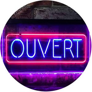 Ouvert Open Shop Bar Club Restaurant Décor Dual Color LED Enseigne Lumineuse Neon Sign Rouge et bleu 300 x 210mm st6s32-i3210-rb (ADV PRO, neuf)