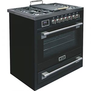 Kaiser HGE 93505 S Gaz Electrique Cuisinière 90cm/Four électrique/Cuisinière/ 115L / Plaque de cuisson au gaz/ 4,5 Kw WOK/ 8 fonctions/Autonettoyage/Gaz naturel et propane possibles/Qualité de luxe (elektroniks-home, neuf)