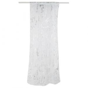 2pcs plume imprimé tulle rideau, rideau voilage, rideaux voilage, tulle rideau blanc tulle rideau décoratif tulle fenêtre évidée panneau bronzage rideau chambre Salon Salon Salon rideau (Argent) (Julianne-EU, neuf)