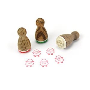 Stemplino® Mini tampon – Mouton Sven – 12 mm de diamètre – Tampon en bois pour enfant – Tampon Bullet Journal avec motif mouton (Design aus Berlin, neuf)