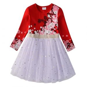 DXTON Filles Robes Licorne Robe Enfants V&ecirc;tements Robe &Agrave; Manches Longues Tulle Princesse Robe d'hiver RougeLh4584 4T (Dxton, neuf)