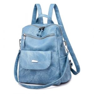 UBAYMAX Sac à Dos à Main en Cuir Femme, Sac a Dos avec Multipoches Bretelles pour Femmes, Imperméable Sac à Dos Convertible à Main Bandoulière Femme Dame Sac Pratique avec Fermeture Eclair (Bleu) (YoursTech-EU, neuf)
