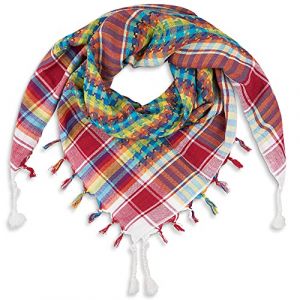 LOVARZI Multicolore Blanc Keffieh Foulard Palestinien - Echarpe d'été pour homme et femme (LOVARZI_1, neuf)
