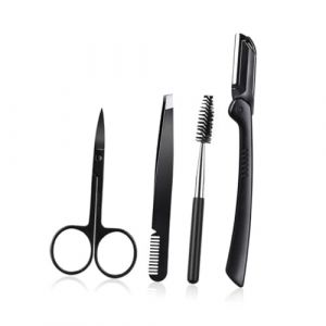 Didiseaon 4 Pièces costume de sourcil de beauté skincare skin care eyebrow scissors lenoir Ciseaux à sourcils rasoir sourcil pince à sourcils outils de beauté peigne à cils débutant Black (Merkowski, neuf)