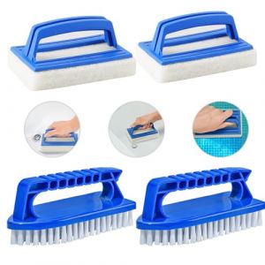 Brosses &Eacute;ponge de Piscine,Forreen 4 Pi&egrave;ces Ligne d'eau Brosse De Nettoyage Brosse Piscine Nettoyage Brosse de Piscine en Plastique avec Poign&eacute;e pour Spa Petites Piscines Baignoires (Forreen, neuf)