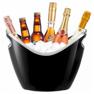 8L Seau à Glace de Champagne, Seaux à Glace Acrylique de Grande Capacité, Seau à Vin, Seau à Champagne, Conteneur de Stockage de Fruits et Légumes (black001) (LiuYuan兮越商贸, neuf)