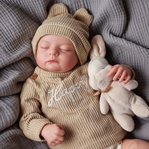 JIZHI Reborn Babies 20 Pouces Reborn Dolls Garçons Corps en Tissu Poupée Bébé Réaliste Qui Ressemble à Un Vrai Nouveau-né Endormi Yeux fermés (LSJDOLL, neuf)