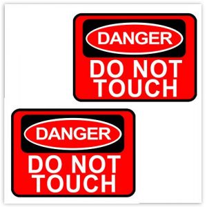SkinoEu® 2 x Autocollant Stickers Danger Do Not Touch ne Touche Pas Santé & Sécurité Décoration Car Voiture Camion Fenêtre Porte Auto Moto Vélo Tuning B 162 (SkinoEu®, neuf)