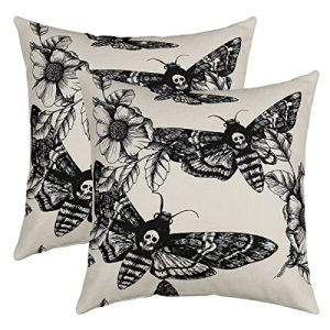 Lot de 2 Housses de Coussins 40x40 pour Garçon Fille Adulte,Housse d'oreiller Gothique Tête de Mort,Taie Oreiller Bohème pour Canapé,Housse De Coussincarré Carrée Décorative Jeune Homme Squelette Os (Suzhou yiyanyun e-commerce Co., Ltd, neuf)