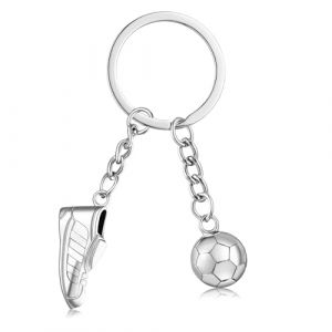 Patelai 1 Porte-Cl&eacute;s de Football pour Gar&ccedil;ons Porte-Cl&eacute;s de Chaussures de Football en M&eacute;tal Argent&eacute; de Ballon de Foot de Fantaisie de Fan de Sport pour Sac Cl&eacute; (Classique) (Woaceheq, neuf)