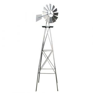 Wiltec Éolienne de Jardin Design US – 670 x 670 x 2450 mm – Couleur argentée – Moulin avec Roulement à Bille – Girouette Roue Texas décorative déco (Wiltec Wildanger Technik GmbH, neuf)