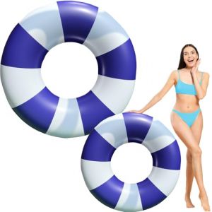 Bouée de natation pour adulte, style rétro, matelas gonflable, pour piscine d'été (bleu foncé, 120) (DINGJIEZHONG, neuf)