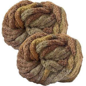 bechoanigel Grosse Laine &agrave; Tricoter &agrave; La Main 2 Pi&egrave;ces 500g, Pelote Laine Grosse Maille Laine Chenille XXL Doux et Confortable Pelote de Laine Epaisse pour Couvertures, &Eacute;charpes, Pudding (gzhzsm-shop, neuf)