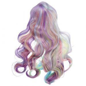 MAGICLULU Perruque arc-en-ciel : Perruque longue, bouclée et ondulée colorée pour femmes et filles, au milieu, multicolore, en fibres synthétiques résistantes à la chaleur, idéale pour les (PanYuan Electronic, neuf)