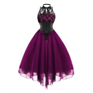 VDDTAGAM Robe Soiree Princesse Robe Vampire Femme Robe Sexy D&eacute;guisement Adulte Femme Robe Rouge Halloween Robe Blanche Halloween Femme Robe Sorciere Costume Deguisement(Dark Purple,XL) (VDDTAGAM, neuf)