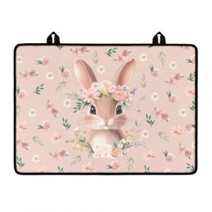 LACIYISON Housse de protection en verre pour cuisini&egrave;re &eacute;lectrique de 73,6 x 53,3 cm, motif lapin, rose et marguerite, tapis de cuisson en verre r&eacute;sistant &agrave; la chaleur pour cuisini&egrave;re de P&acirc;ques avec (LINGYOUSTORE, neuf)