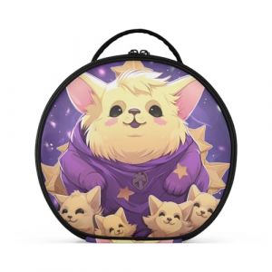 Joli Koala Jaune Doodle Cr&eacute;ativit&eacute; Trousse Sac Cosm&eacute;tique Circulaire de Maquillage Pochette Sacs avec Cloisons Amovibles pour Voyage Filles (HULAHULA, neuf)