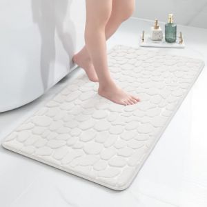 Tapis de bain chakme en mousse &agrave; m&eacute;moire de forme - Absorbant - D&eacute;coratif - Antid&eacute;rapant - Blanc - 60 x 120 cm (YouFeng Trading, neuf)